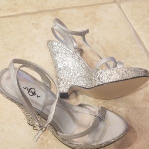 Glitter platform shoes wedges